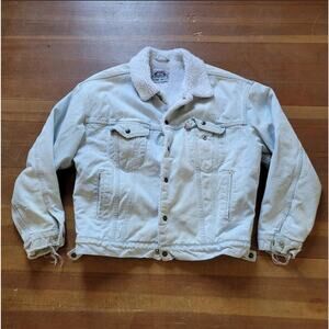 Vtg 80s Levi's Sherpa Lined Denim Trucker Jacket Large Light Wash USA Made